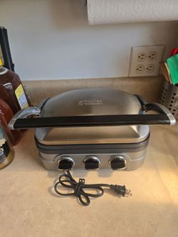Barelly used Griddler Indoor Grill - Griddle, Panini and Waffle Press by Cuisinart