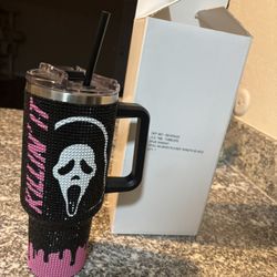 Ghost Face 40 oz Tumbler w/ Straw 