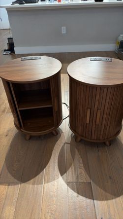 Nightstand w/ Charging Port + Sliding Doors