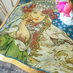 Alphonse Mucha Refinished Occasional Side Table 