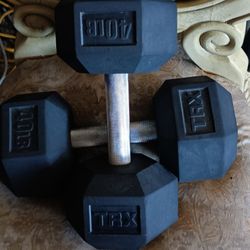 TRX Hex Rubber 40lbs Dumbbells Set