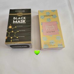 Black Head Removal Mask, Charcoal Peel Off Black Face Mask, And Collagen Eye Mask Gell, Under Eye Patch Bundle Both Sealed Never Open.
