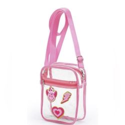 Pink Western Clear Stadium Crossbody Bag Embroidered Patches