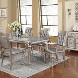 Bling Game Dining Room Set Metallic Platinum- Shop Now Pay Later 