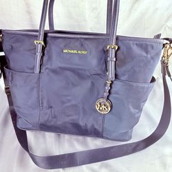 Michael Kors Jet Set Bag Dark Blue Large Nylon Diaper Purse Gold Hardware