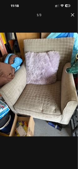 Grey Quilted Fabric Armchair