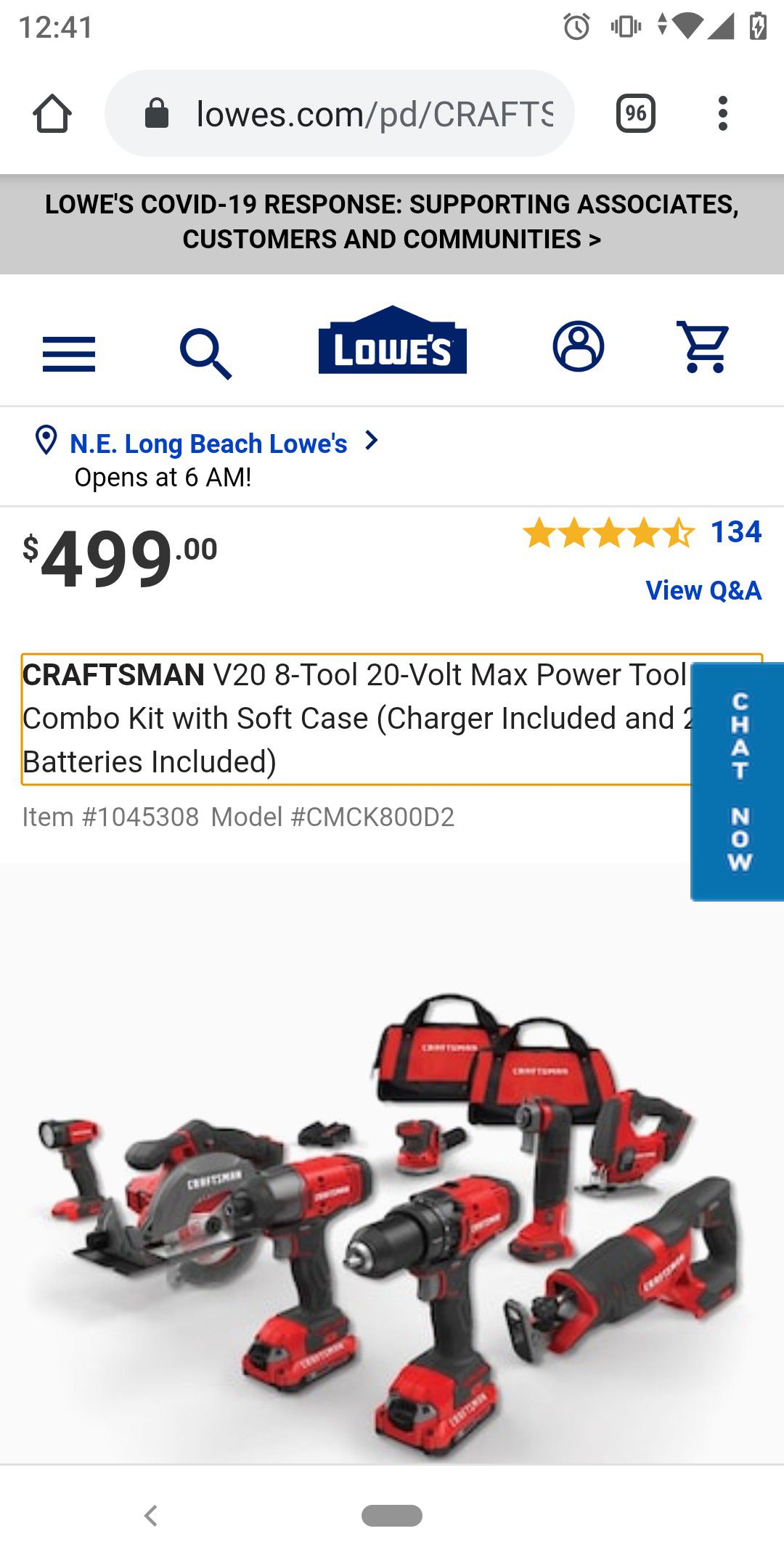 CRAFTSMAN Max Power Tool Combo Kit (Charger Included and 3-Batteries Included)