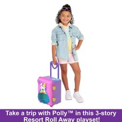 Polly Pocket Resort Roll Away Playset 30 Pc 5 Play Areas, Unicorn Suitcase – NEW