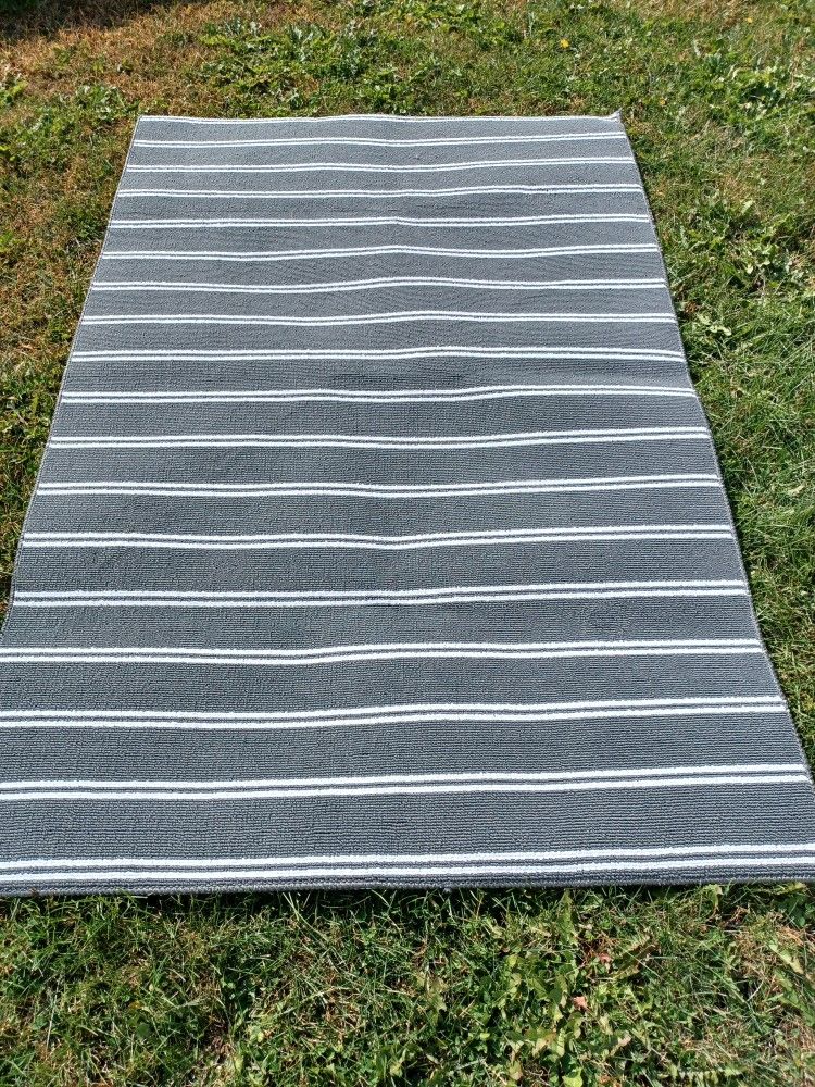 New Green and White Striped Area Rug