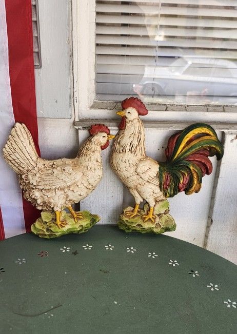 Vintage Homco Rooster & Hen Wall Plaques 🐓