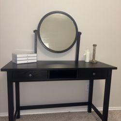 HEMNES - Dressing table with mirror black-brown