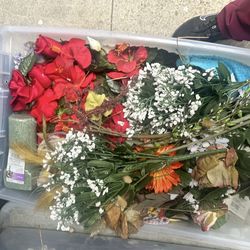 silk flowers and some vases
