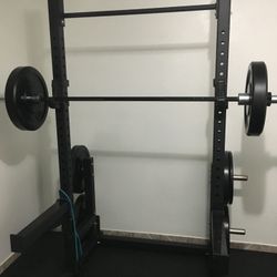 ETE Fitness Deluxe Squat Rack 7.5 Bundle with Commercial Adjustable Bench