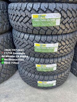 285/75R16 LT TBB A/T Set of Tires Installed and Balanced Set de Llantas Nuevas Instaladas y Balanceadas