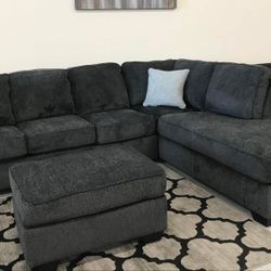 Altari Slate Sleeper Sectional and Ottoman