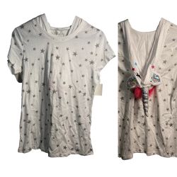 Wound Up Girls Star Print T-Shirt with Unicorn Charm