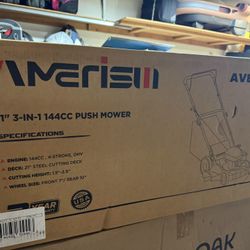 AMERISUN 21" Steel Deck Gas Lawn Mower, 3-in-1 Push Mower, 144cc 4-Stroke OHV Engine, 6 Height Adjustment, 1.4 Bushel Grass Catcher with Bagging, Mulc