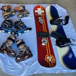 Snowboards and Ski boots boards