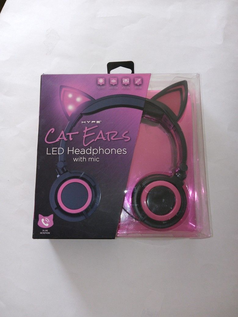 NEW Cat Ears LED headphones with Mic.