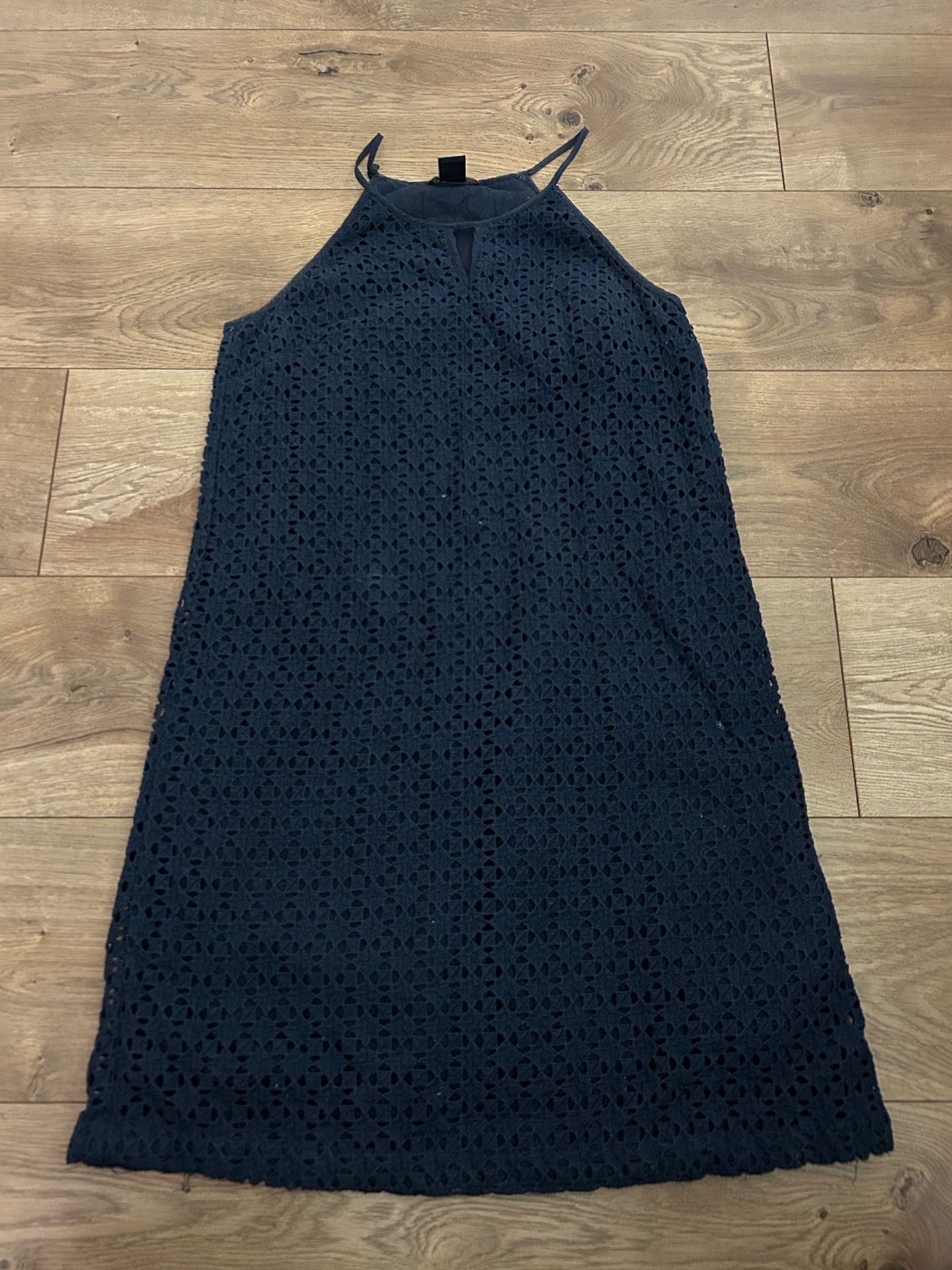 Lucky brand navy eyelet dress size small