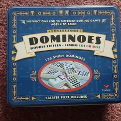 Dominoes Set In Metal Tin, Game, Collectors Tin