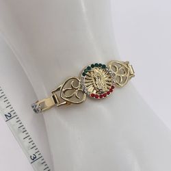 Pulsera Virgen De Guadalupe Oro Laminado Italiano 18k/Bracelet  Gold Plated