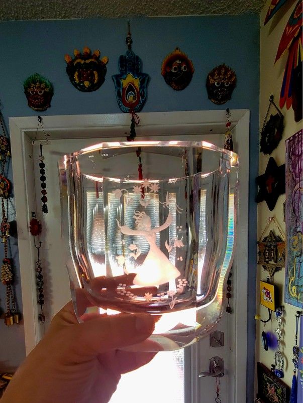 Vintage Orrefors Sweden Art Glass Crystal Oval Vase Edvin Ohstrom Arthur Roos Girl Dancing Signed 6"