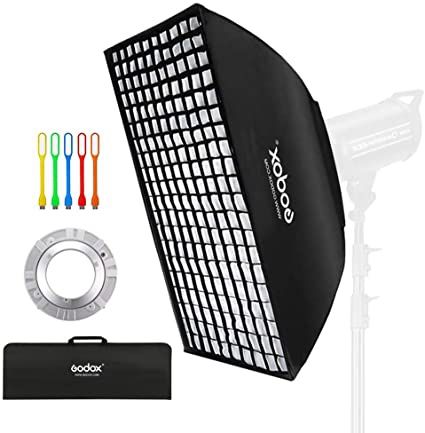 Godox 80x120 Centimeters/ 32x48 inches Softbox lighting with Grid Beehive & Bowens Mount Speedring for Studio Photo Flash Speedlight Light