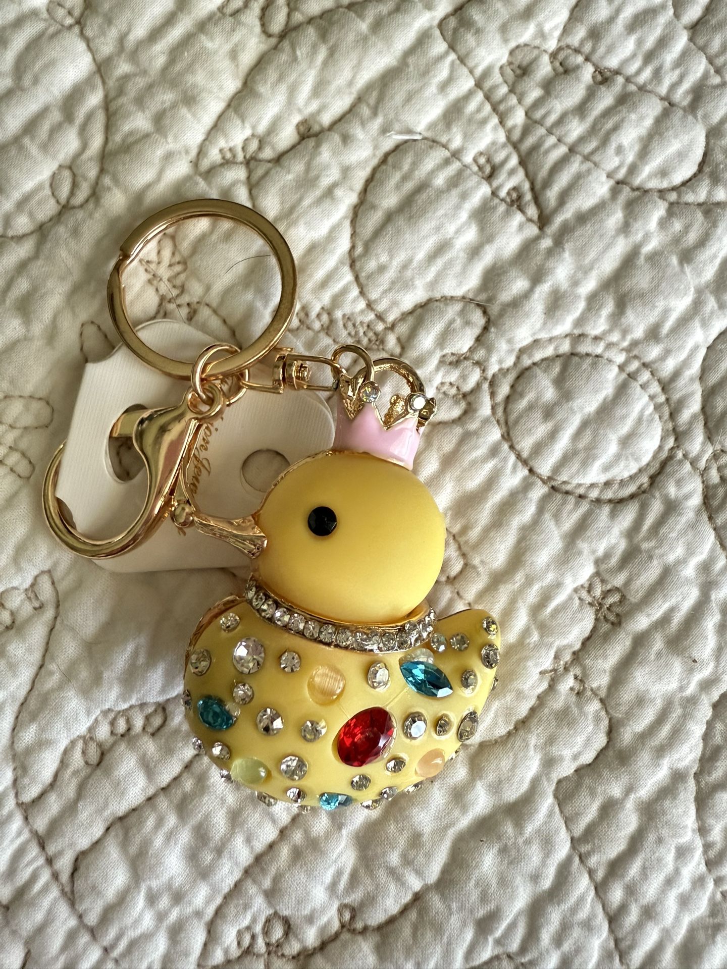 NWT Crown Duck Keychain Colorful Rhinestone Key Chain Bag / Purse Charm