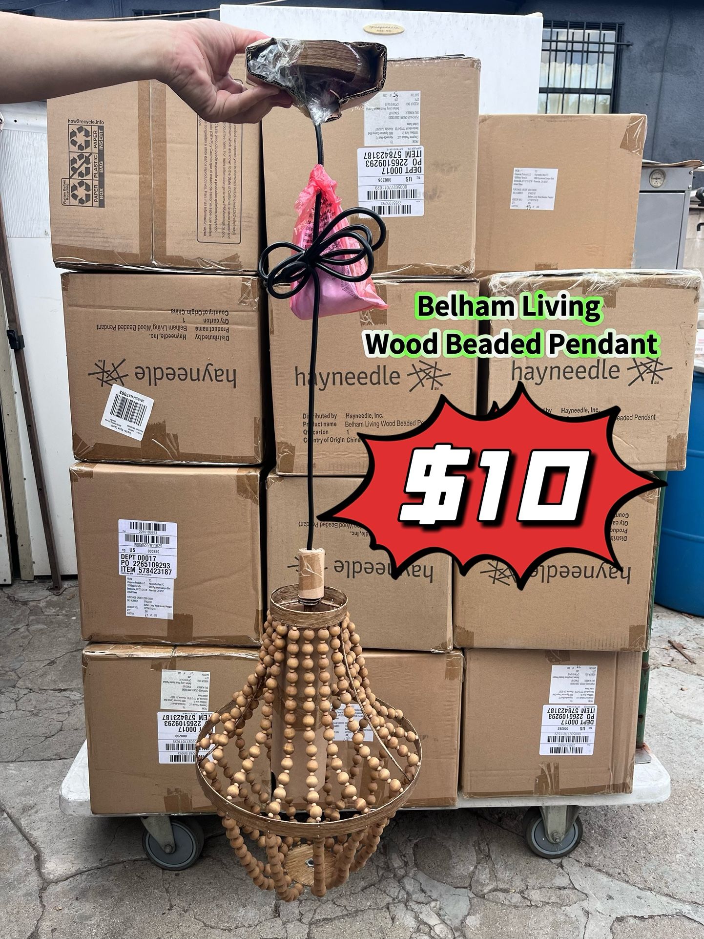❤️$10❤️ Belham Living Wood Beaded Pendant Pick up is in the East Los Angeles 90032 El Sereno Neighborhood. Between Huntington Drive and Monterey Rd.