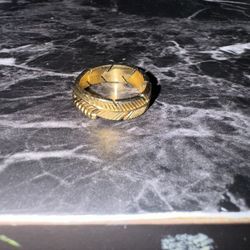 Adjustable Gold Feather Ring 