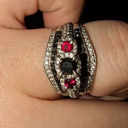  One Of A Kind Black Diamond And Ruby Ring Size 8-9