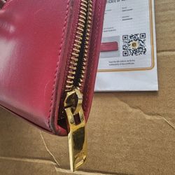 AUTHENTIC SAINT LAURENT RED LEATHER WALLET 