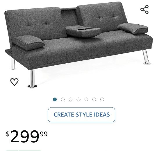 Futon Sofa With Cup Holders Gray 