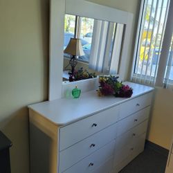 Dresser 8 Drawers With Mirror Compress Wood 🪵