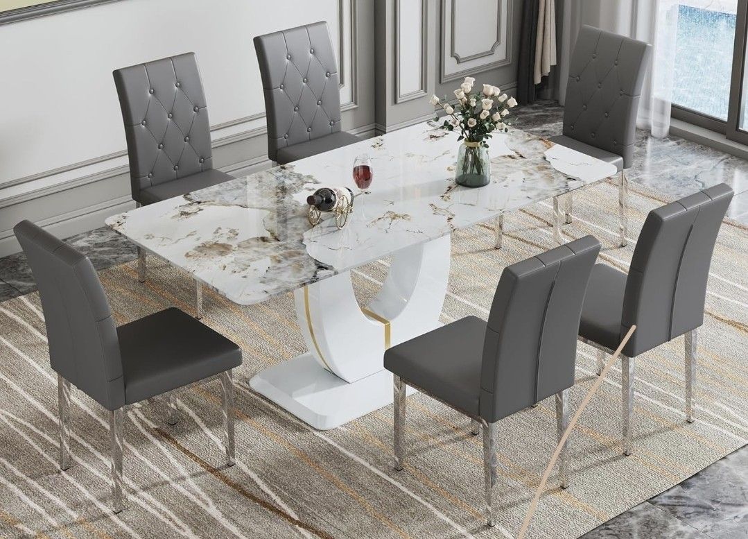 Dining Table With 6 Pc Chairs 