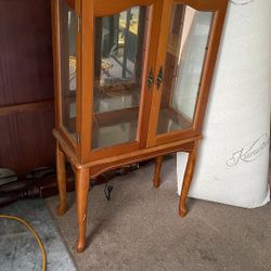 Display Case, With Glass, Cherry Wood