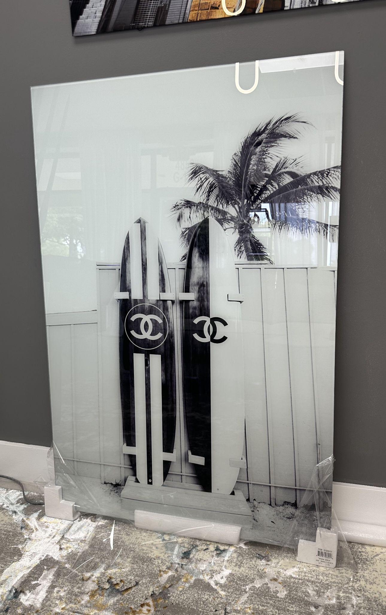 Surfboard Tempered Glass Wall Art 