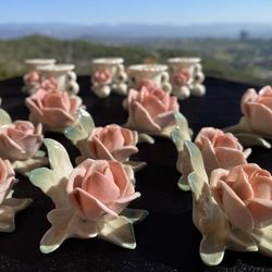 Large Lot of Vintage Porcelain Decor with Roses