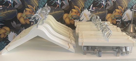 Wooden White  Hangers.  35 Hangers Total 