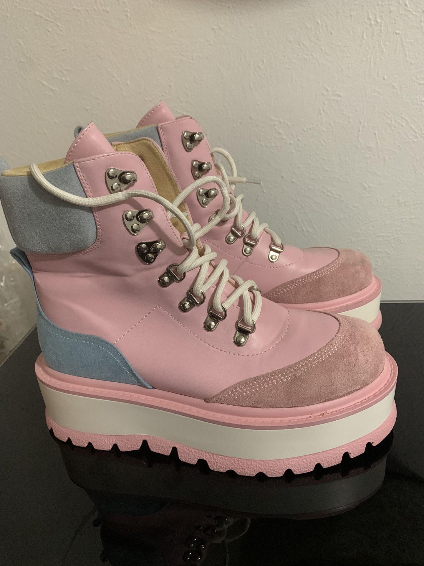 Cute Pastel Combat Boots Platform Pink Halloween