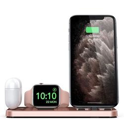Estación de Carga Portátil 3 en 1 para Apple Rosa Oro / Portable 3 in 1 Charging Station for Apple Rose Gold