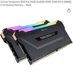 Corsair Vengeance RGB Pro 16GB (2x8GB) DDR4 3600 (PC4-28800) C18 Desktop Memory – Black