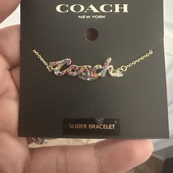 Coach New York Signature Script Slider Bracelet