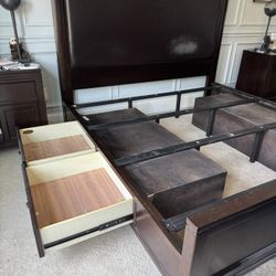 FREE - King Size Bed Frame With Headboard, Footboard And Drawers