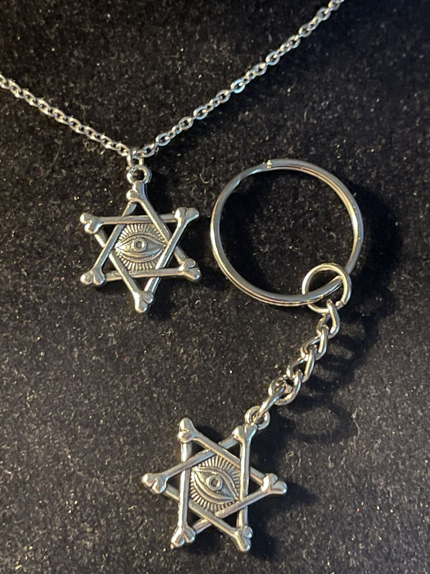 Necklace Charm Pendant and Keychain ( “Star of David & Eye Of Horus”)