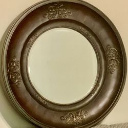 Beautifully-detailed framed round mirror - 34”