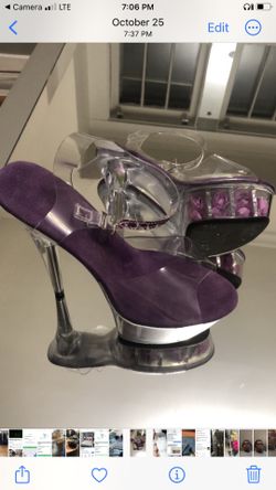 Heels With Purple Roses Size 7