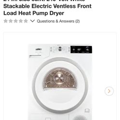 Summit Appliance (Brand Rating: 3.7/5) O 24 in. 3.88 cu.ft. 240-Volt White Stackable Electric Ventless Front Load Heat Pump Dryer