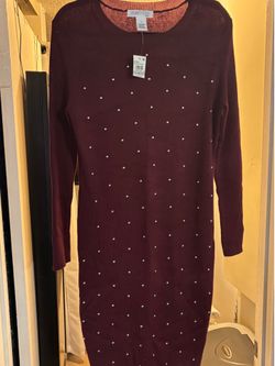Maroon plus size sweater dress